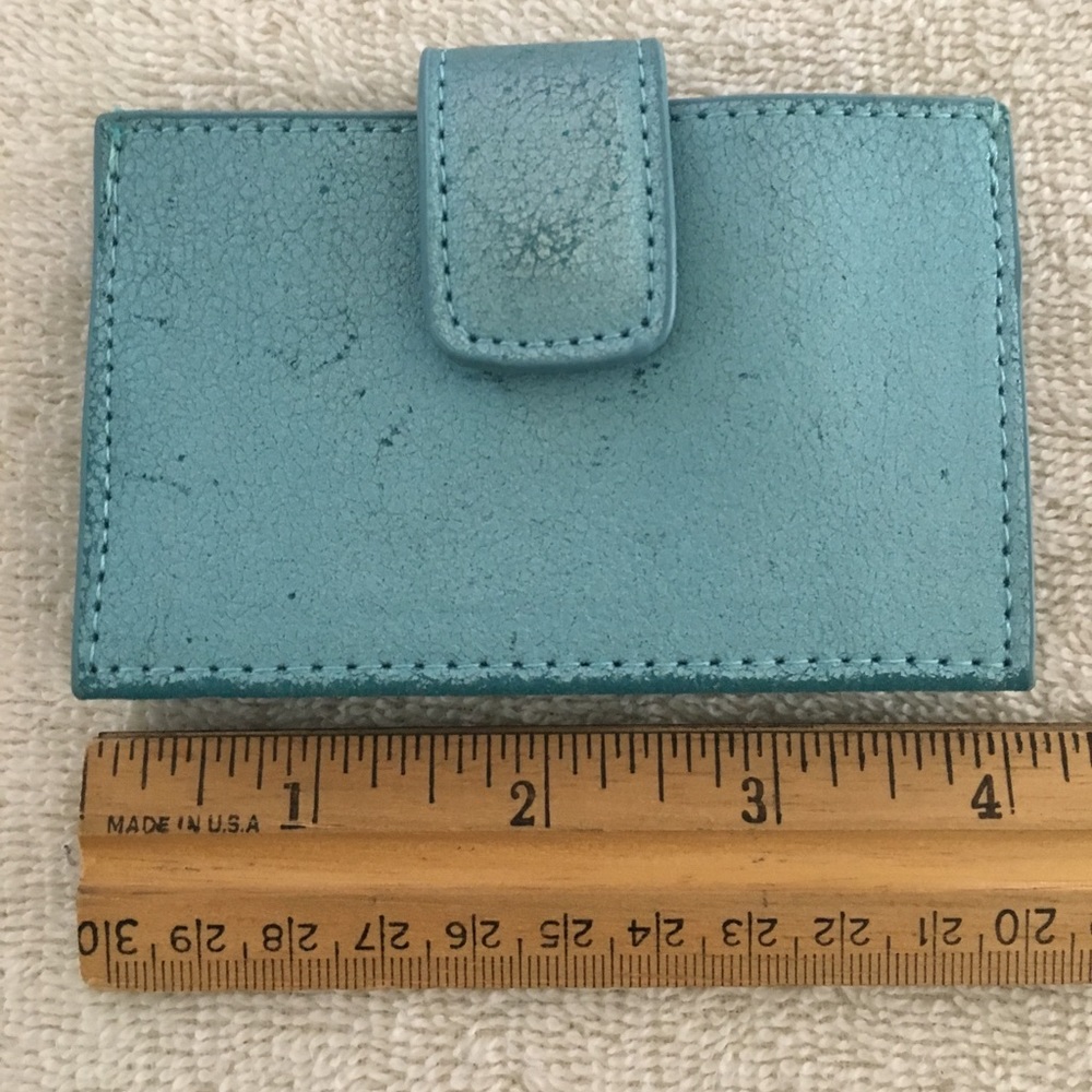 Adorable Metallic Blue Card Holder, 4 Slots